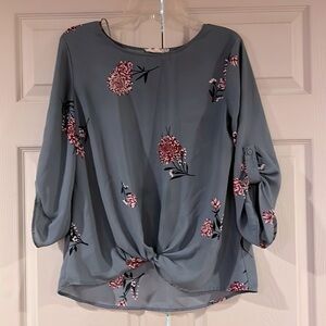 NWOT Pink Republic Floral Twist-Front 3/4 Sleeve Blouse ❤️